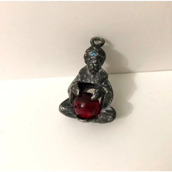 Vintage Fortune Teller  Pendant Charm Crystal Ball 1 Inch Size - Picture 2 of 12